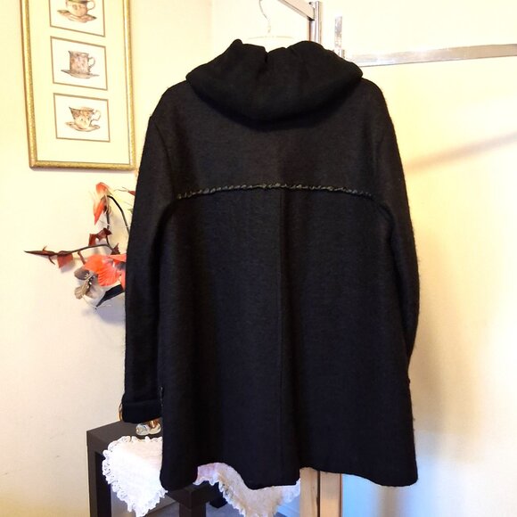 NWOT tara vao Unique Designed Quality Black Wool Blend Fall Winter Pea Coat - Picture 6 of 14